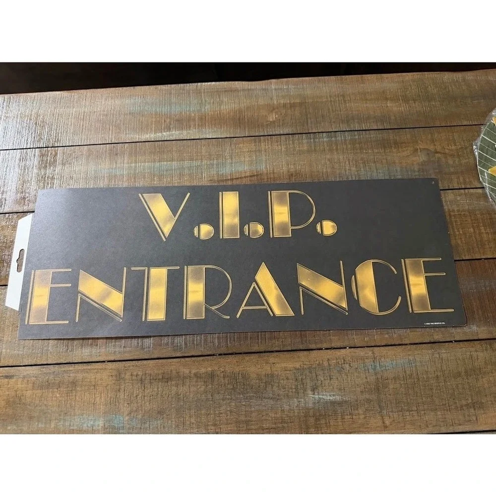 Beistle VIP Entrance Sign Black Gold Hollywood Party Decoration 50895 New